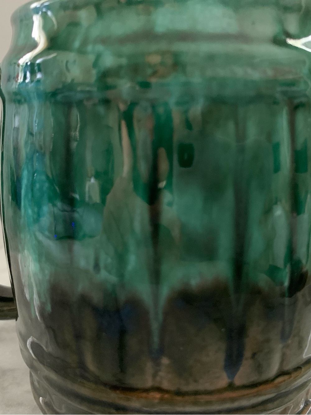 Vintage Mid Century Modern Green and Black Drip Glazed Mug - Canada 40